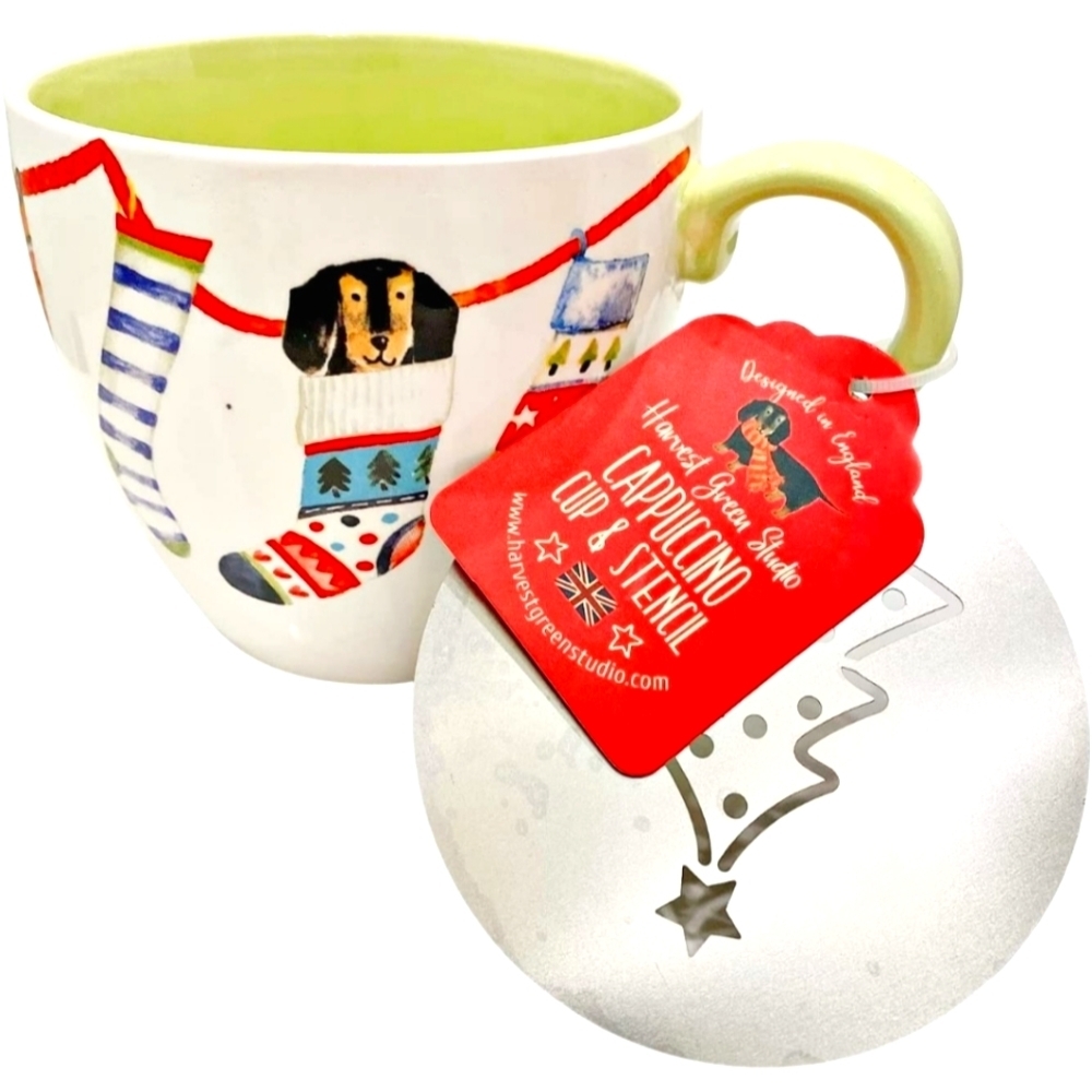 Harvest Green Studio Christmas Dachshund Coffe mug